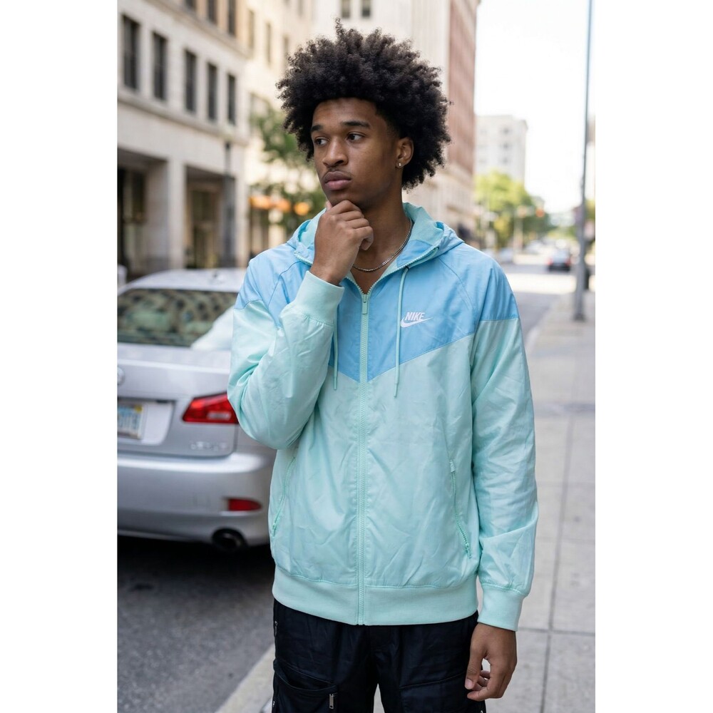 Nike Vintage Rare Windrunner Jacket Windbreaker Nylon Glanz Lime Green Blue M